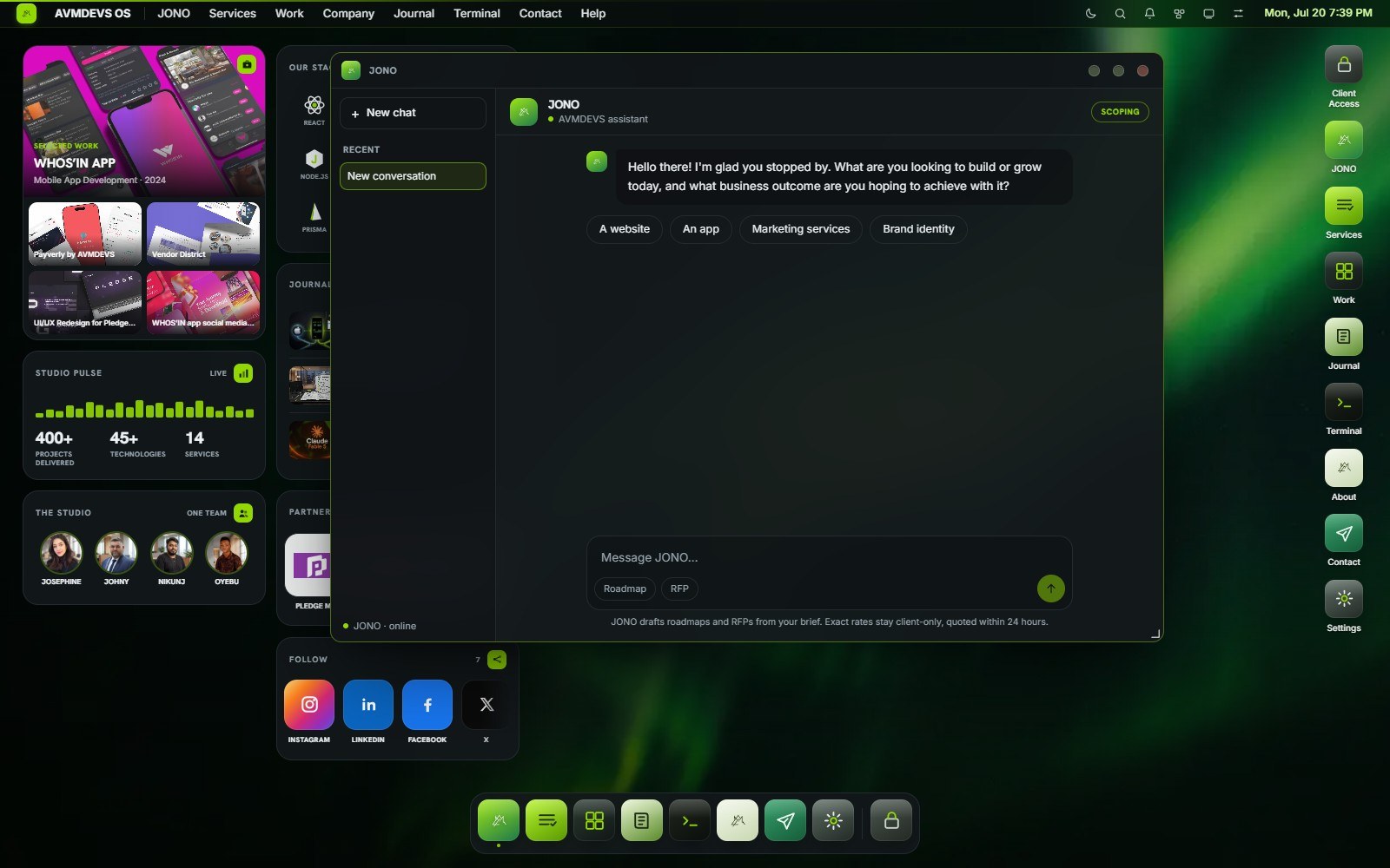 AVMDEVS OS on a desktop